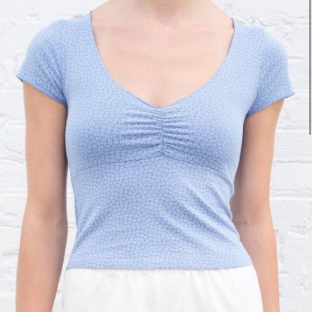 Brandy Melville Blue Floral Gina Top